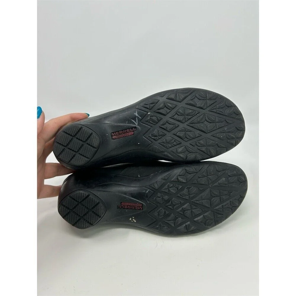 Merrell Womens Slip-On Wedge Comfort Shoes Black Elastic Gore Work Casual Size 8